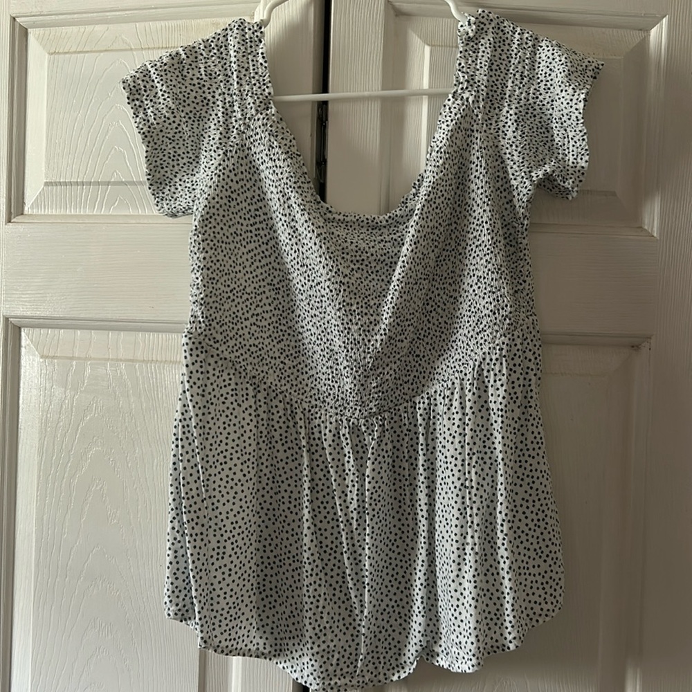 Blue and White Smocked Top